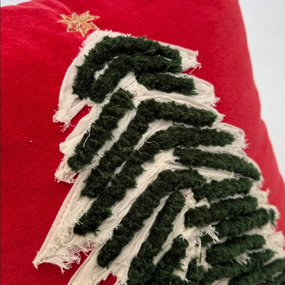 Opalhouse Designed With Jungalow Christmas Holiday Pillow Red Velvet 18”x18”